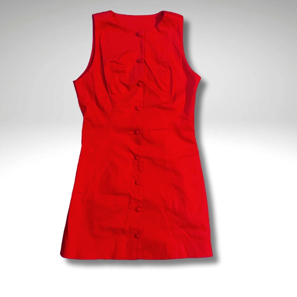 Commense Timeless Red Button-Front Sleeveless Fit… - image 7